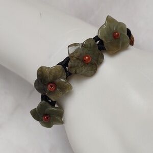 Artisan Crafted Adjustable Jade Flowers Bracelet